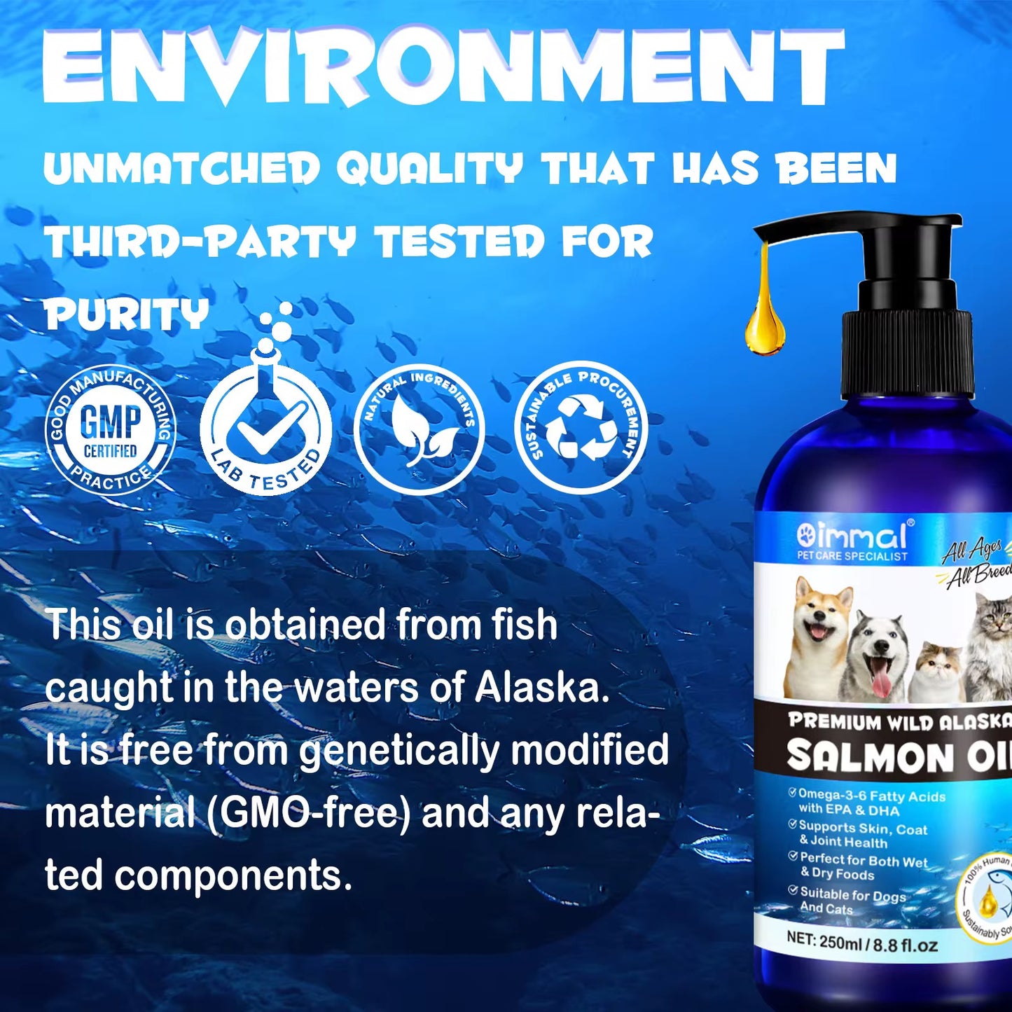 Salmon Oil for Dogs & Cats – Premium Omega-3 Supplement