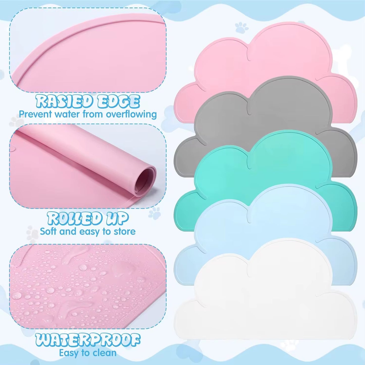 Cloud-Shaped Silicone Pet Food Mat – Anti-Slip & Waterproof