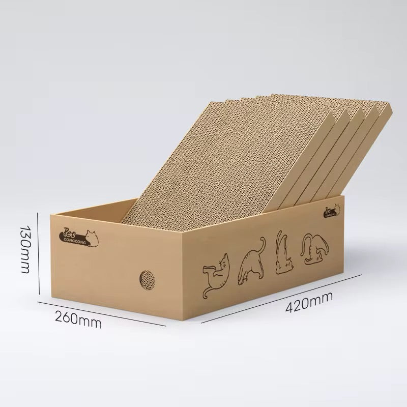 6 in 1, Cat Scratcher Cardboard box with 5 scratcher Boards