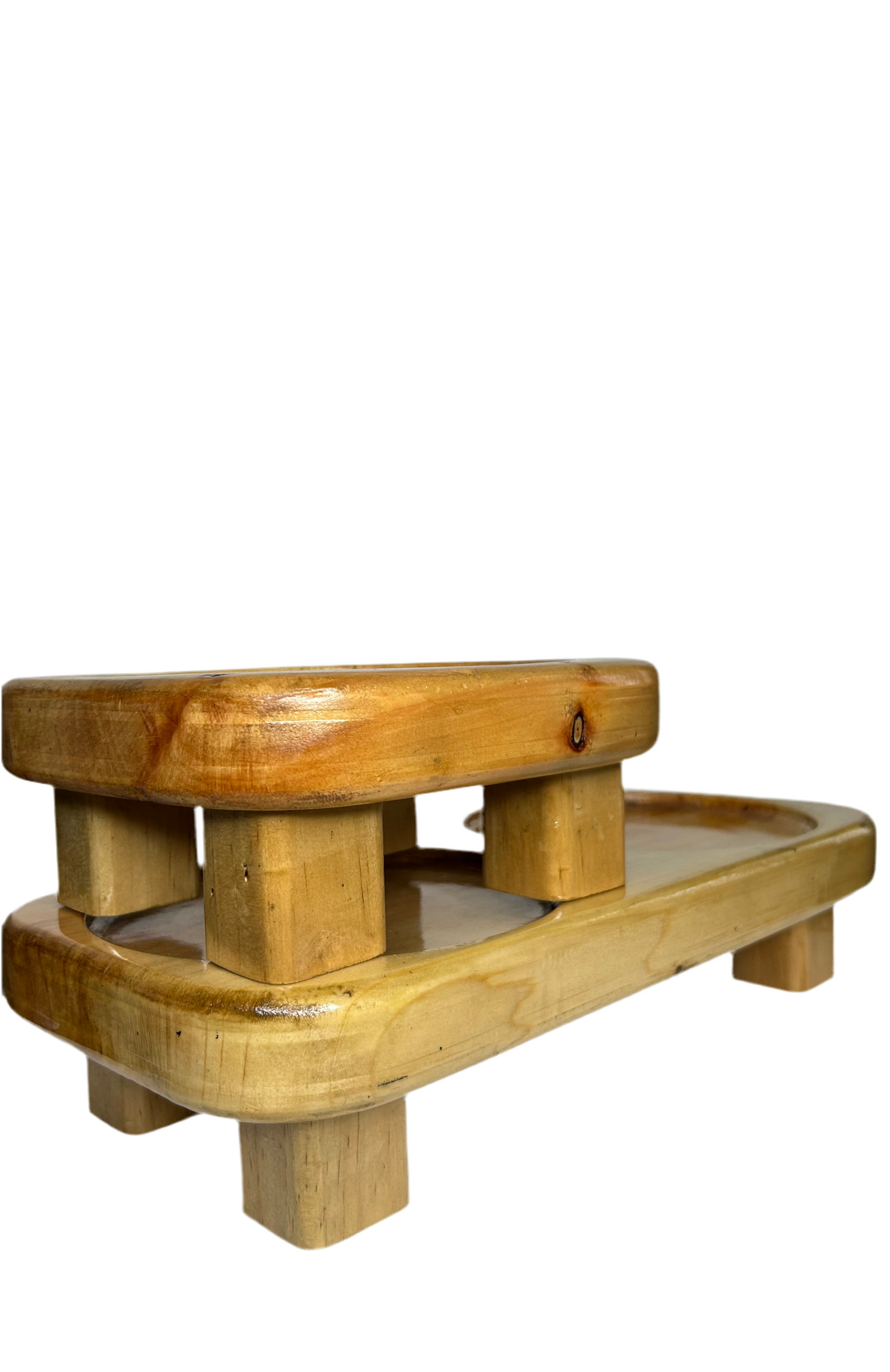 Double Elevated Wooden Cat Bowl Stand for Two Cats – Raised Feeding Station for Multi-Cat Homes