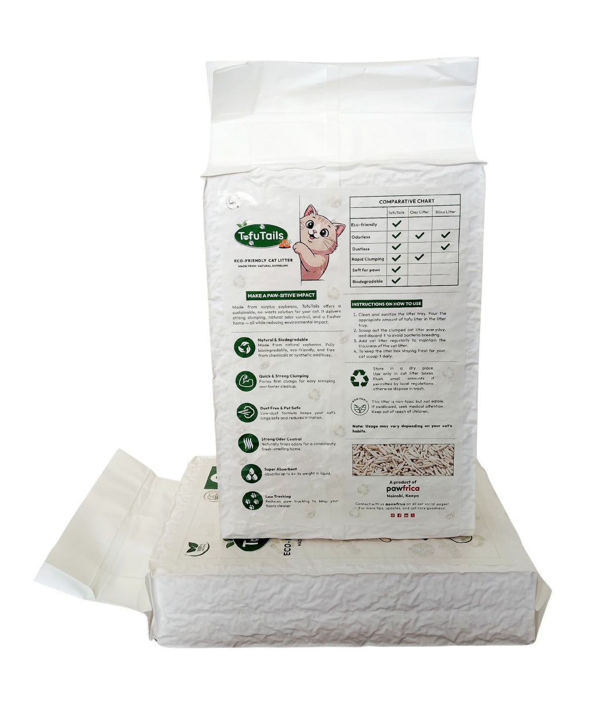 Tofu Tails Soybean Tofu Cat Litter | Eco-Friendly, Dust-Free, Super Clumping Tofu Litter