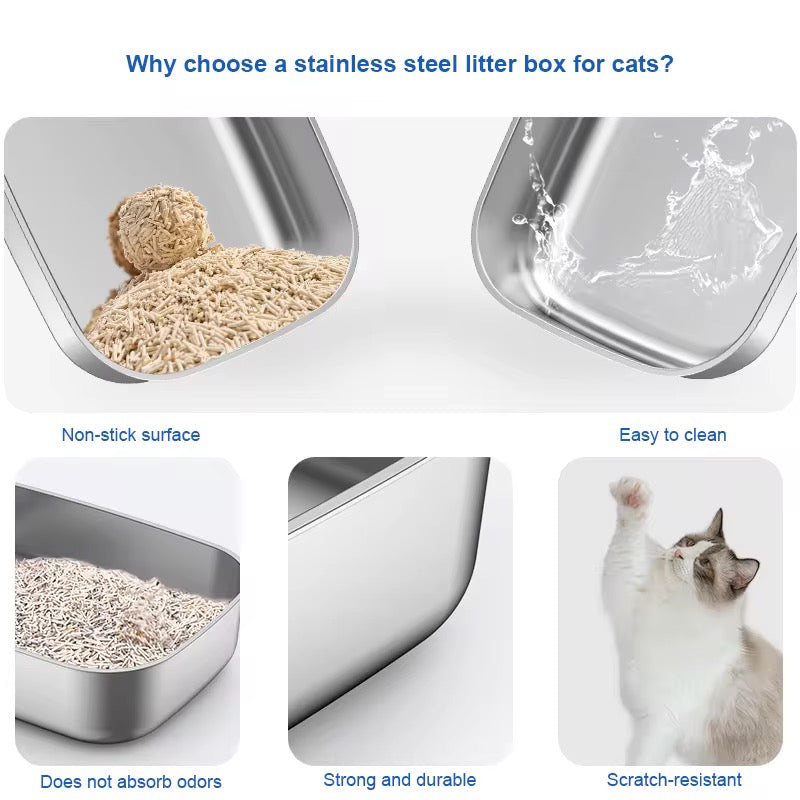 Full Stainless Steel Cat Litter Box (Semi-Enclosed) | Durable, Easy Clean – Petcore Kenya