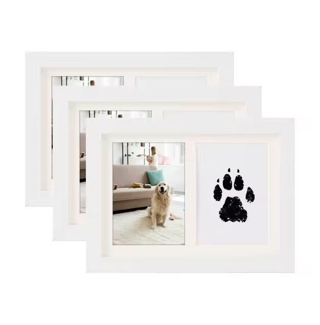 Pet Photo Frame with Paw Print Stamp – Dog & Cat Keepsake Gift