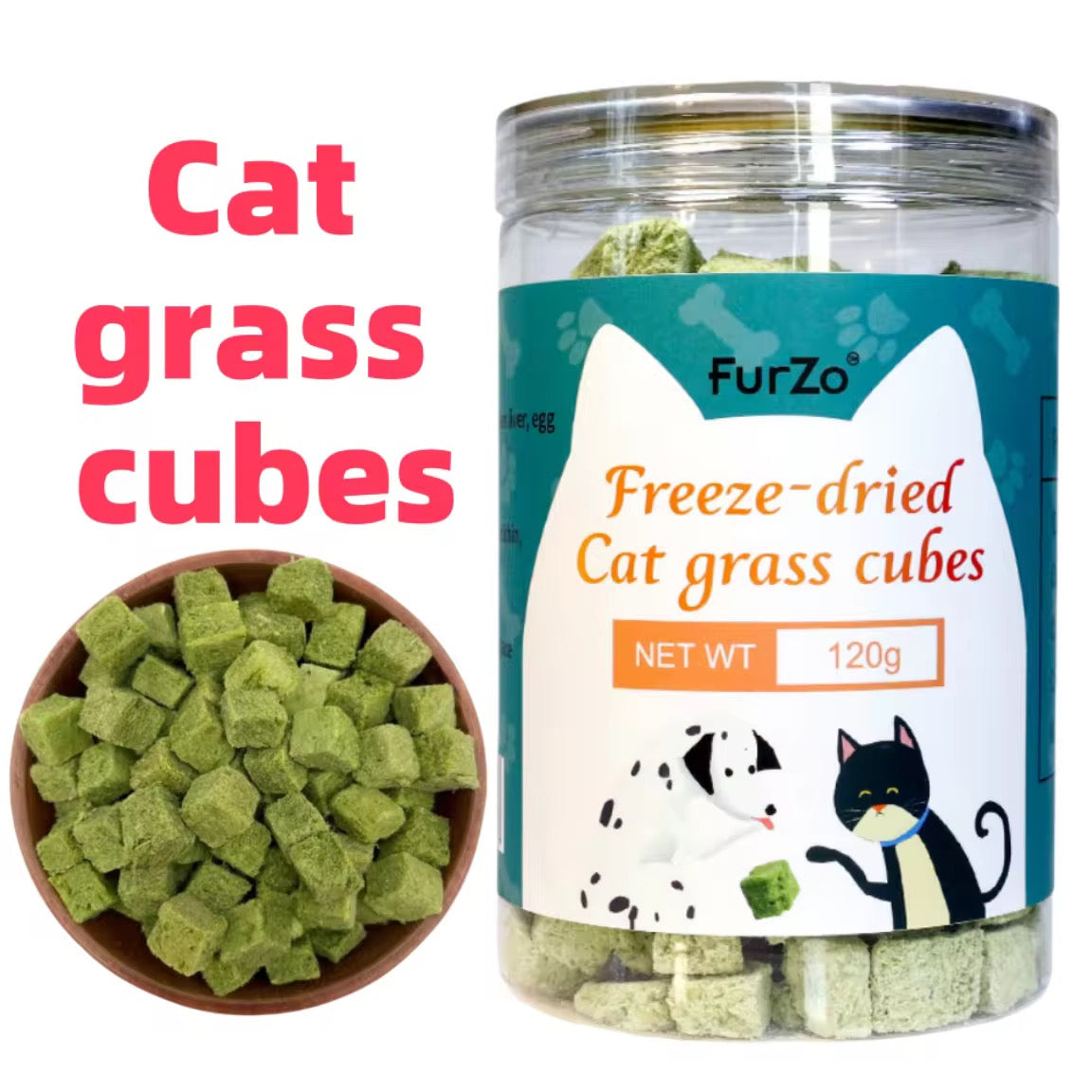 Furzo Freeze Dried Cat Grass Cubes for Cats & Dogs | High Protein Natural Treats Kenya -100g