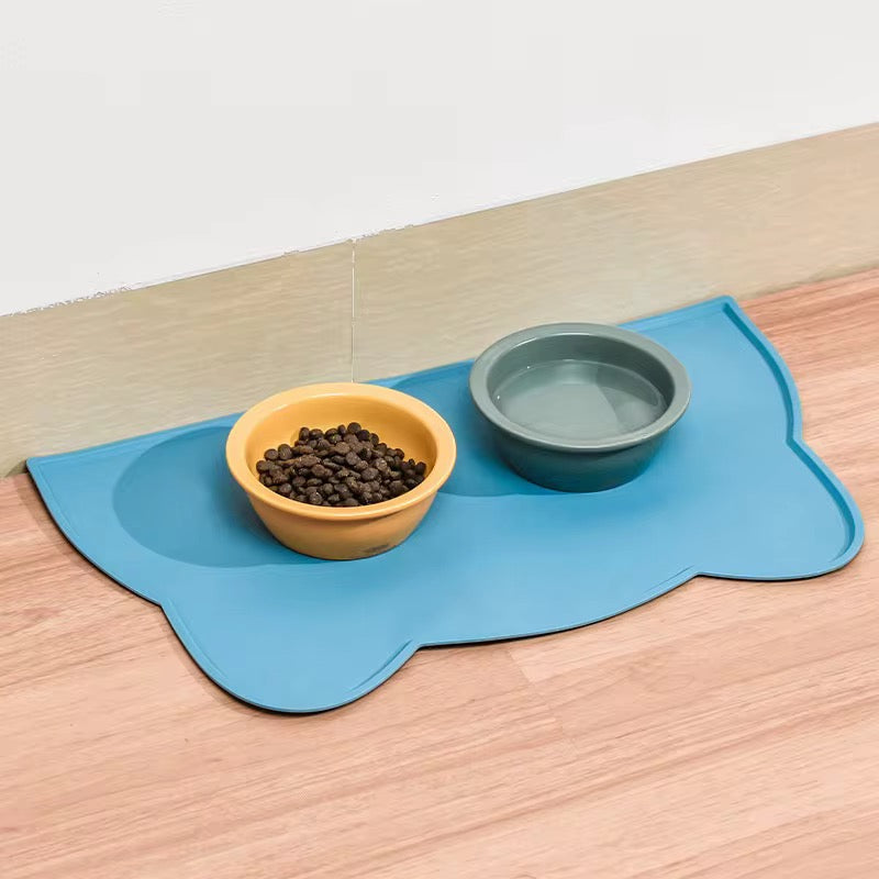 Cat-Shaped Waterproof Silicone Pet Food Mat – Cute & Mess-Free