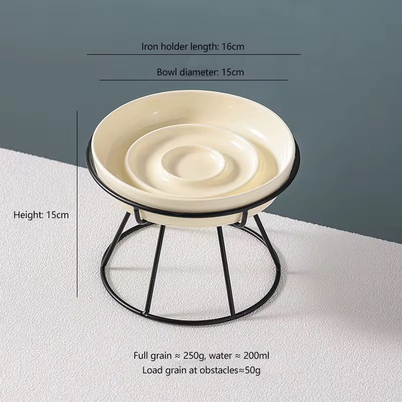 Elevated Ceramic Slow Feeder Cat Food Bowl – Stylish & Healthy Feeding for Cats | Petcore.Ke