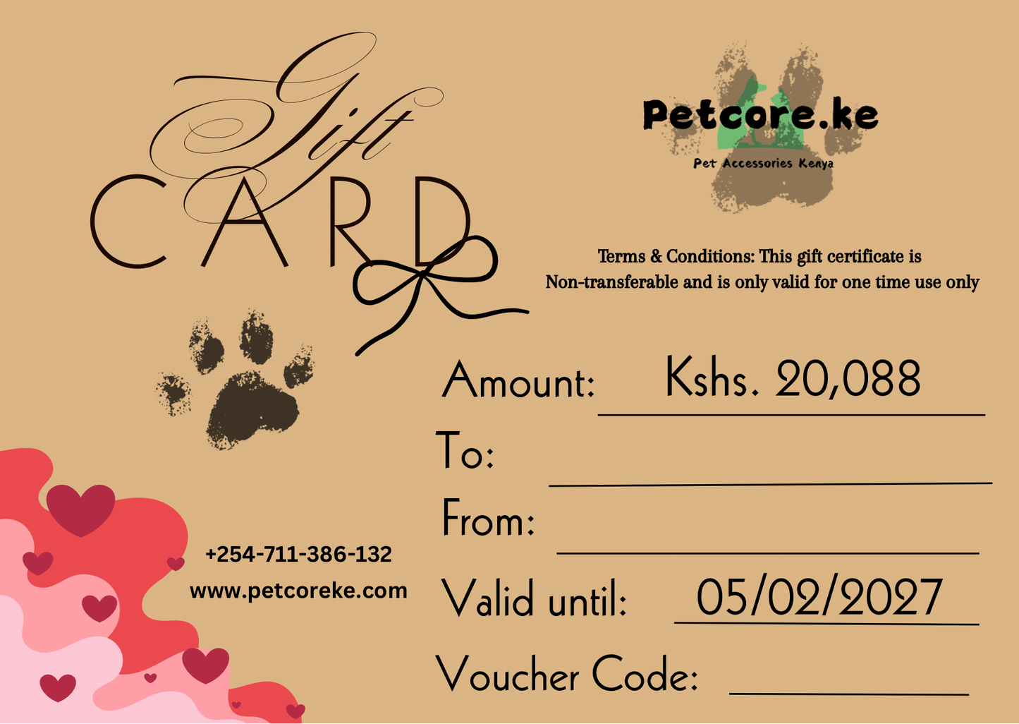 Petcore.Ke Valentine’s Gift Card – The Perfect Valentine’s Gift for Pet Lovers in Kenya