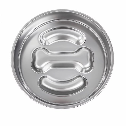 Large Stainless Steel Slow-Feeder Dog Bowl
