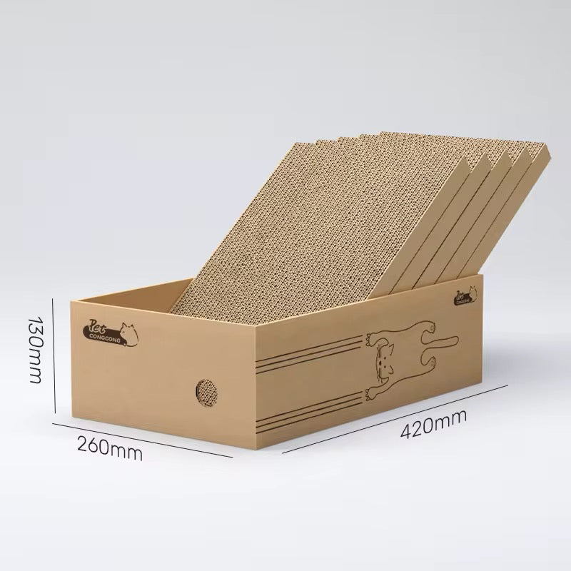 6 in 1, Cat Scratcher Cardboard box with 5 scratcher Boards