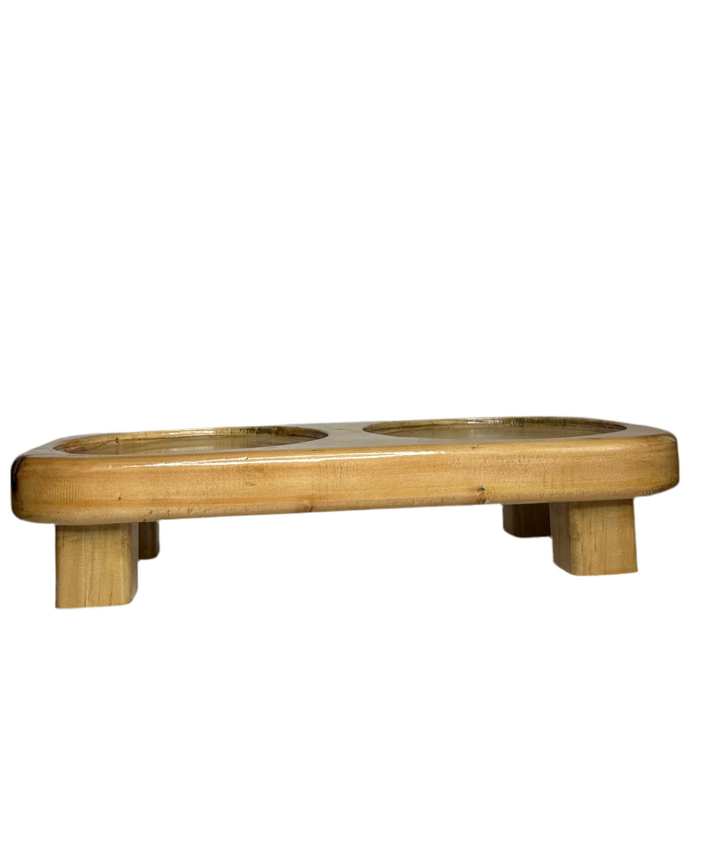 Double Elevated Wooden Cat Bowl Stand for Two Cats – Raised Feeding Station for Multi-Cat Homes