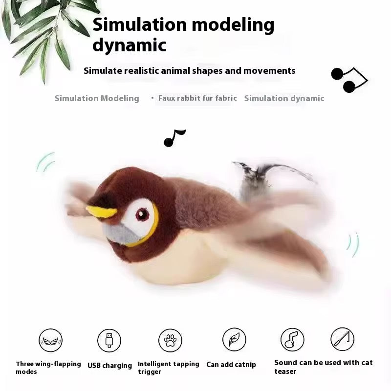 Interactive Electronic Cat Toy Bird with Catnip – USB Rechargeable Shaking Bird Toy for Cats