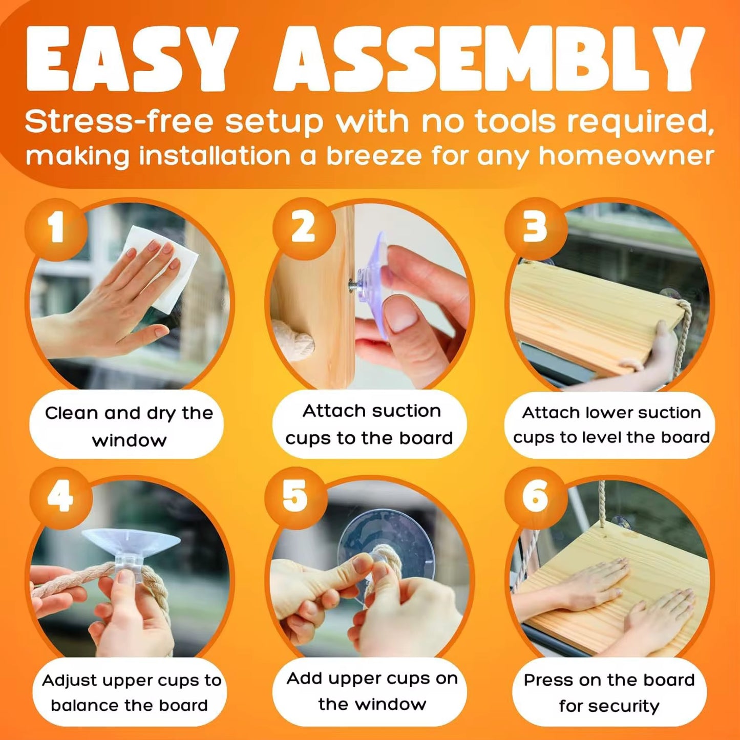 Solid Wood Cat Window Hammock – Sturdy Sunbathing Window Perch for Cats in Kenya