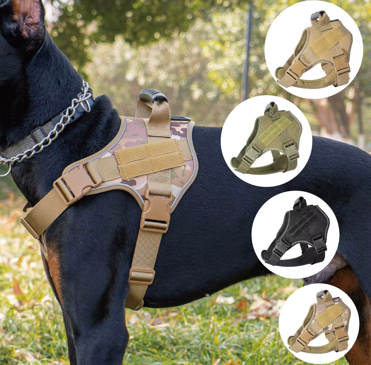 Heavy-Duty Tactical Dog Harness with MOLLE Panels & Reinforced Handle