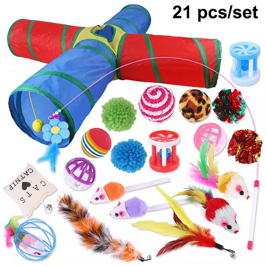 Cat Toy Set & Cat Toys Storage Basket Bundle