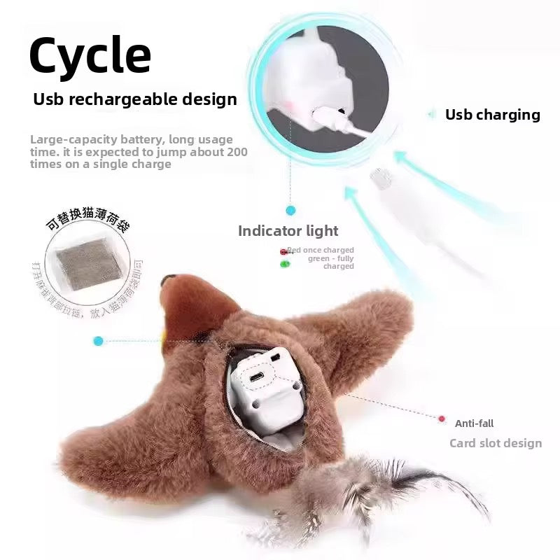 Interactive Electronic Cat Toy Bird with Catnip – USB Rechargeable Shaking Bird Toy for Cats