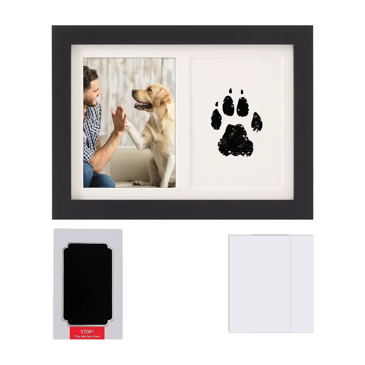 Pet Photo Frame with Paw Print Stamp – Dog & Cat Keepsake Gift