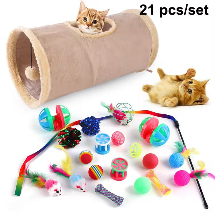 Cat Toy Set & Cat Toys Storage Basket Bundle