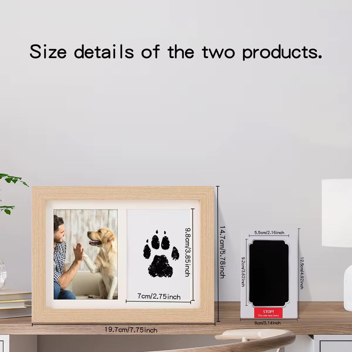 Pet Photo Frame with Paw Print Stamp – Dog & Cat Keepsake Gift
