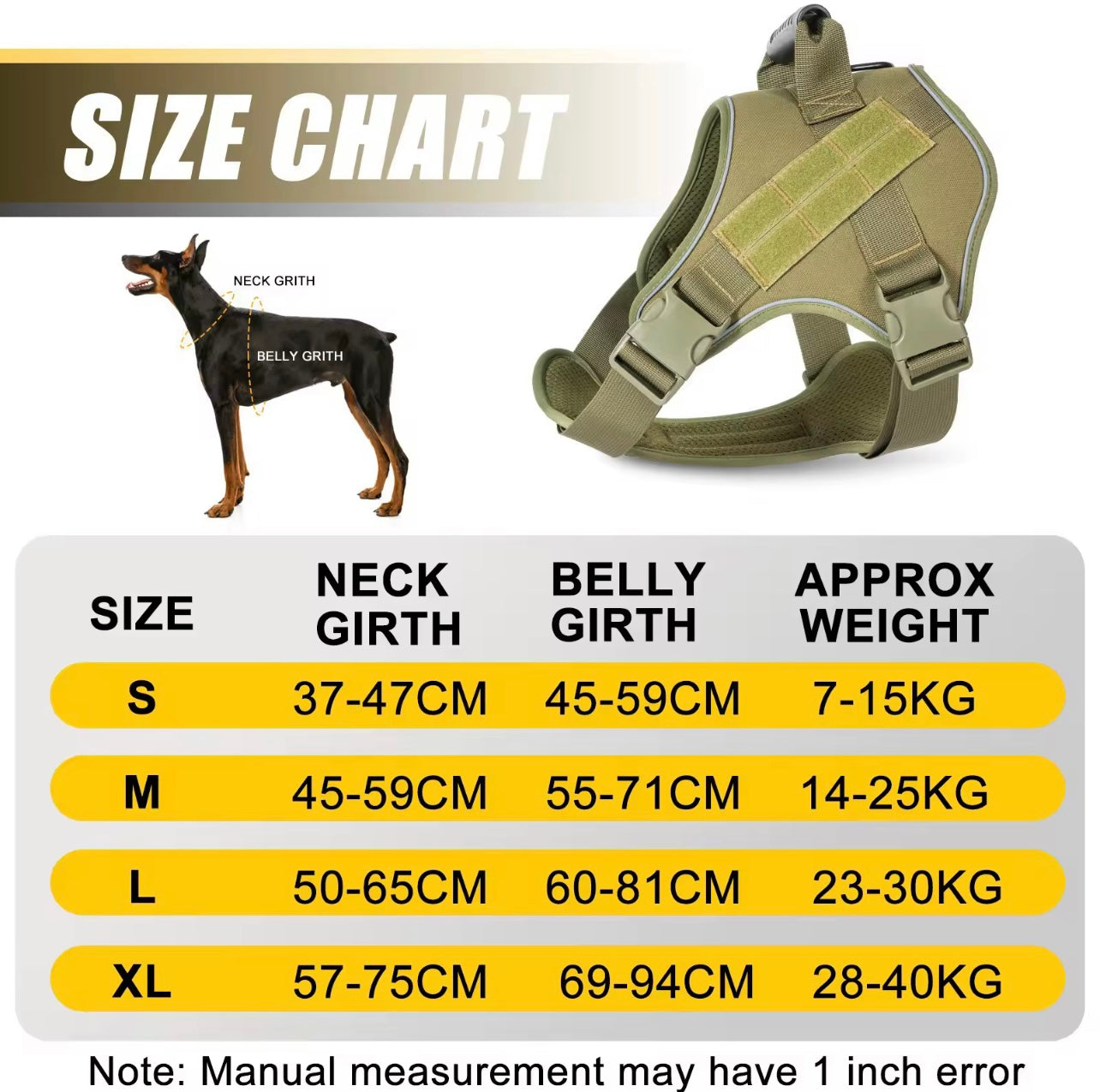 Heavy-Duty Tactical Dog Harness with MOLLE Panels & Reinforced Handle