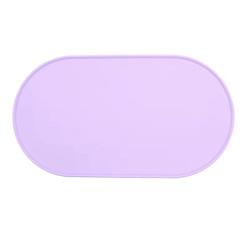 Waterproof Obround Silicone Pet Feeding Mat – Anti-Slip Food & Water Bowl Mat for Dogs & Cats