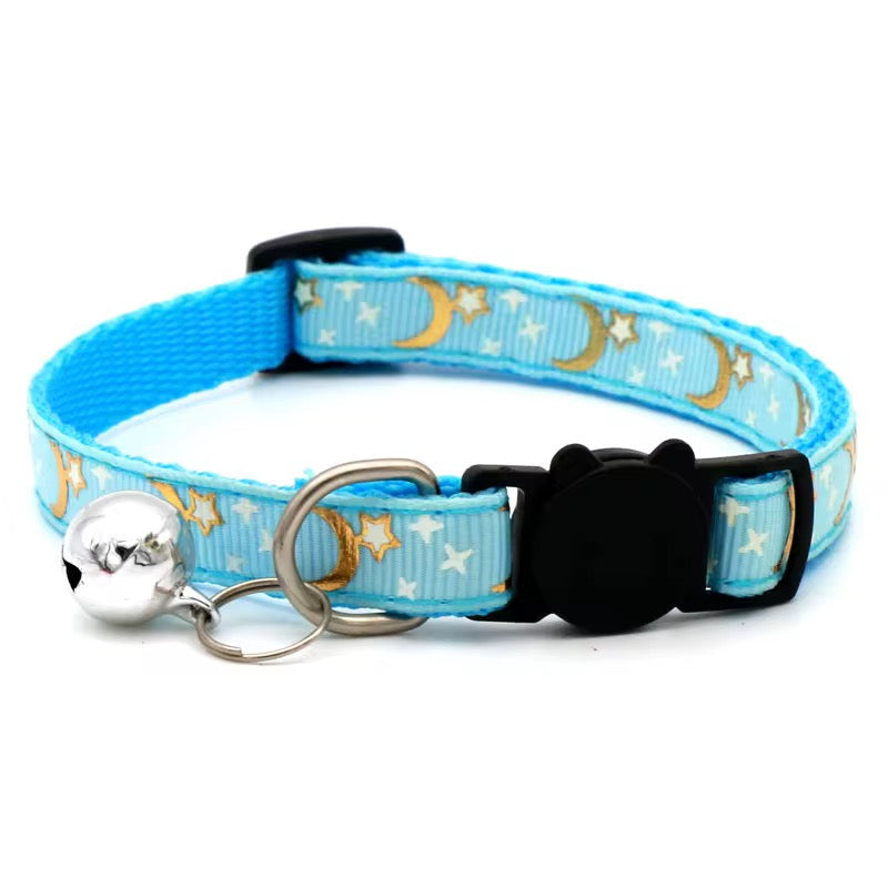 Stylish Adjustable Stars & Moon Cat Collar with Bell – Petcore.Ke
