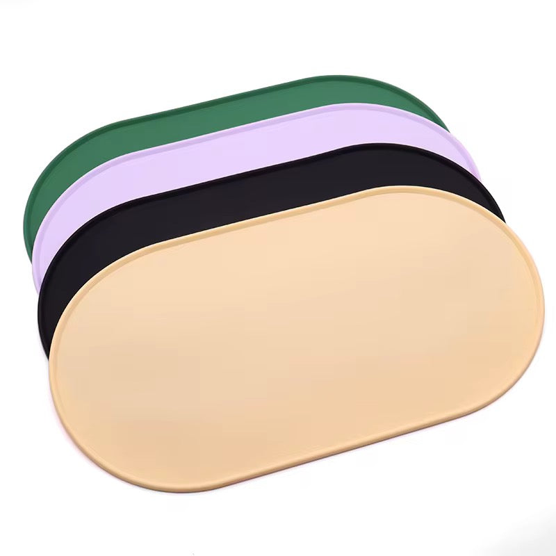 Waterproof Obround Silicone Pet Food Mat | Anti-Slip, Easy-Clean