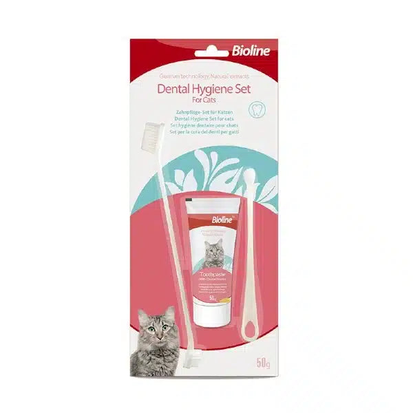 Bioline Cat Dental Hygiene Set – Toothpaste & Toothbrush Kit