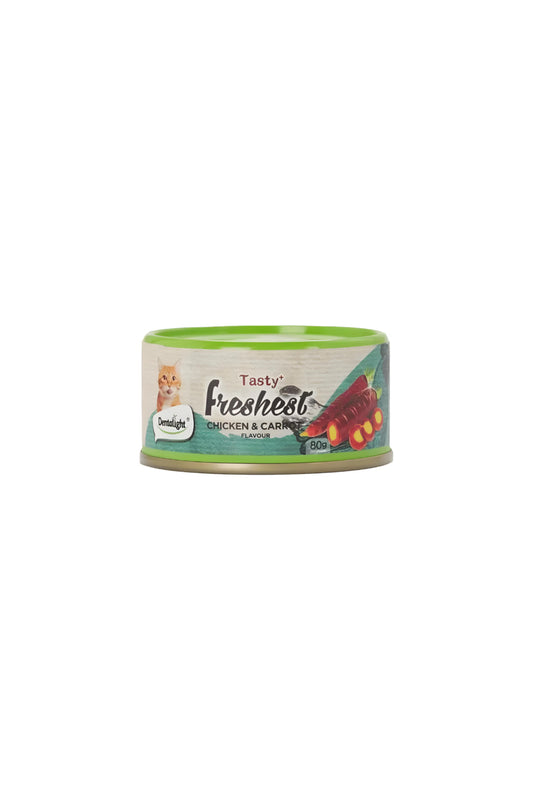 Dentalight Chicken & Carrot Cat Treat Cans – Tasty + Freshest Complementary Cat Snacks (80g)